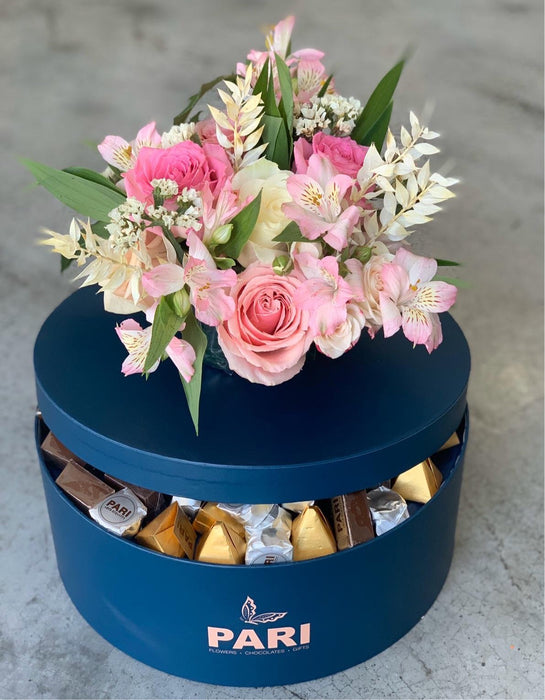 Signature Blue Chocolates Top Flowers